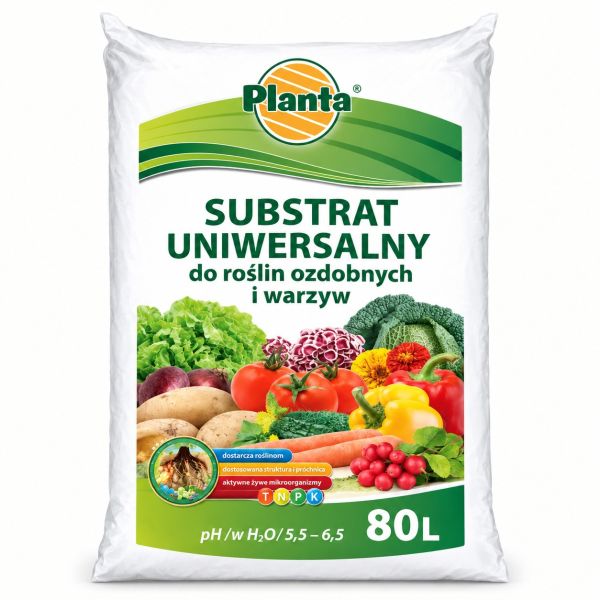 Substrat uniwersalny do roślin ozdobnych i warzyw ziemia Planta 80L