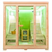 Sauna sucha z piecem EL5S-L z dwiema leżankami 180 × 180 cm