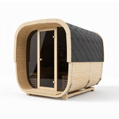 Sauna ogrodowa Quadro Glass Maxi 200 × 240 cm z przedsionkiem