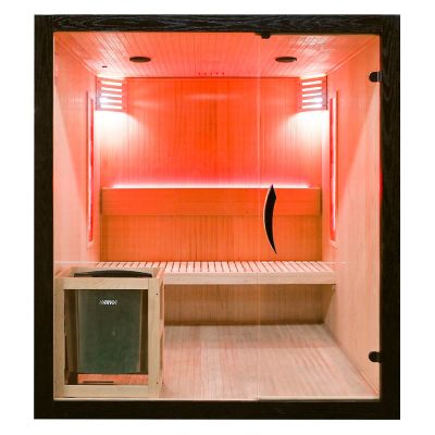 Sauna sucha z piecem EA4S LUX czarna 180 × 180 cm