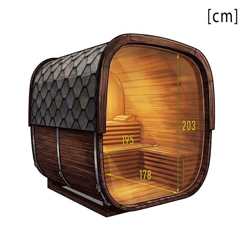 Sauna ogrodowa Quadro Glass Maxi 200 × 200 cm