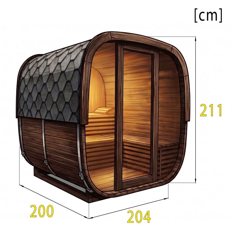 Sauna ogrodowa Quadro Glass Maxi 200 × 200 cm