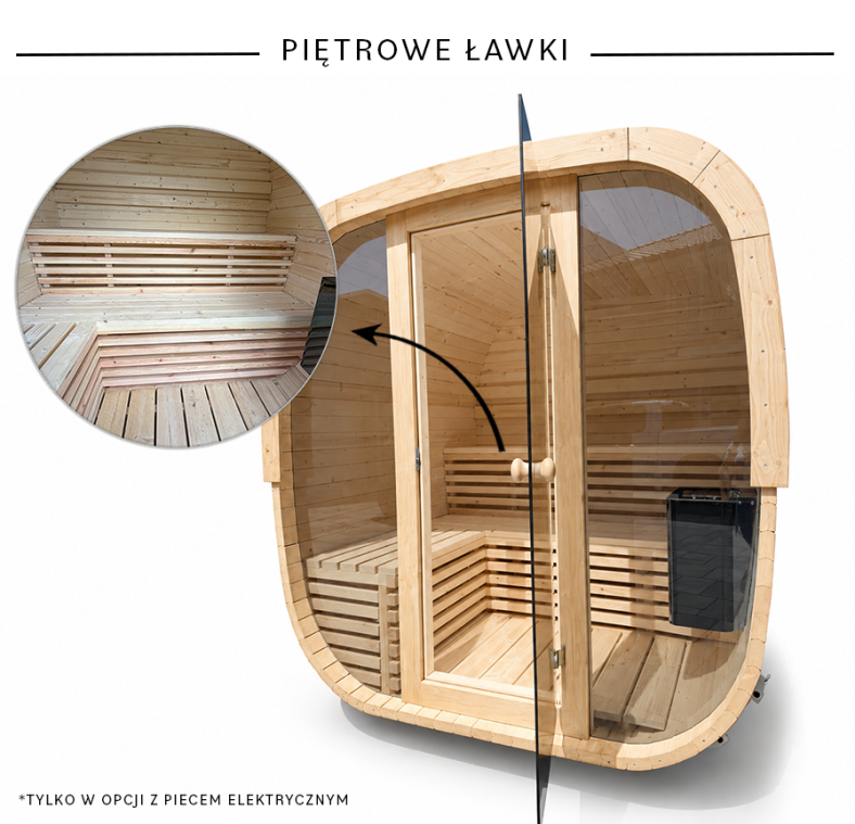 Sauna ogrodowa Quadro Glass Maxi 200 × 200 cm