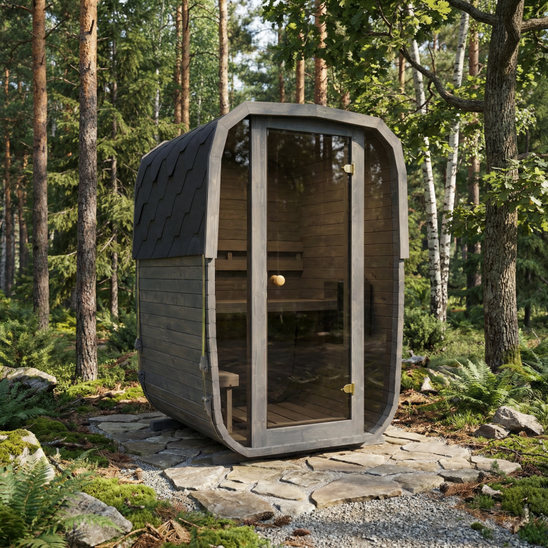Sauna ogrodowa Quadro Glass Mini 140 × 140 cm
