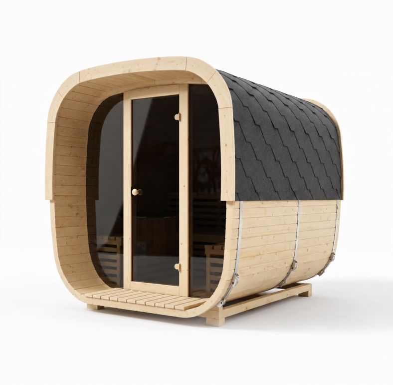 Sauna ogrodowa Quadro Glass Maxi 200 × 240 cm z przedsionkiem