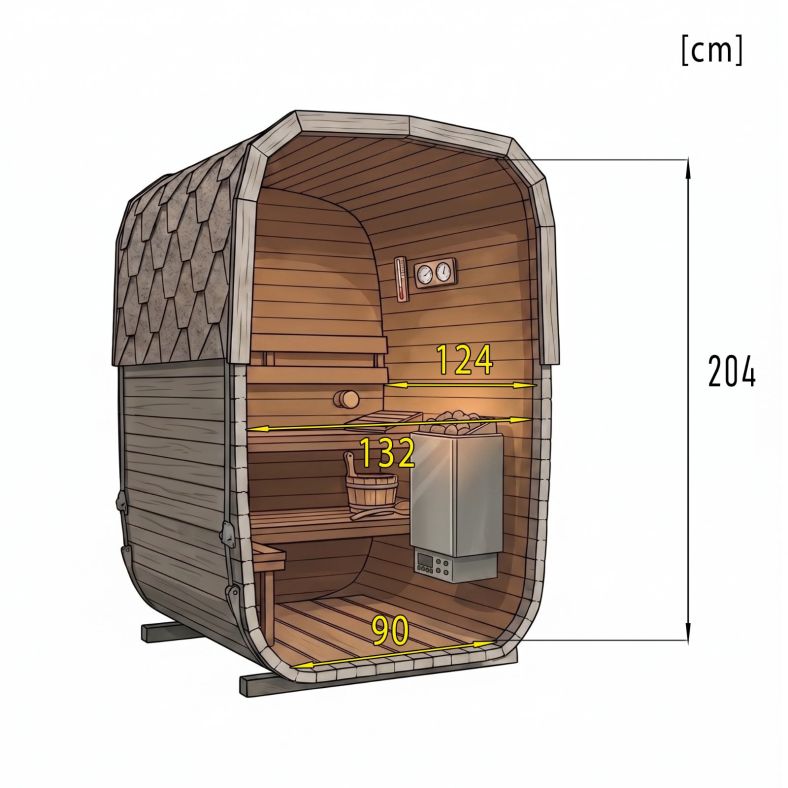Sauna ogrodowa Quadro Glass Mini 140 × 140 cm