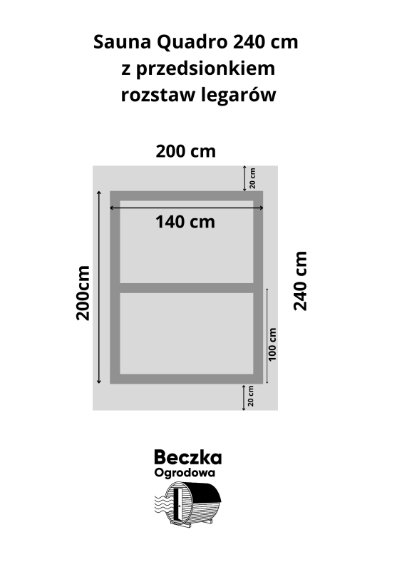 Sauna ogrodowa Quadro 200 × 240 cm z przedsionkiem