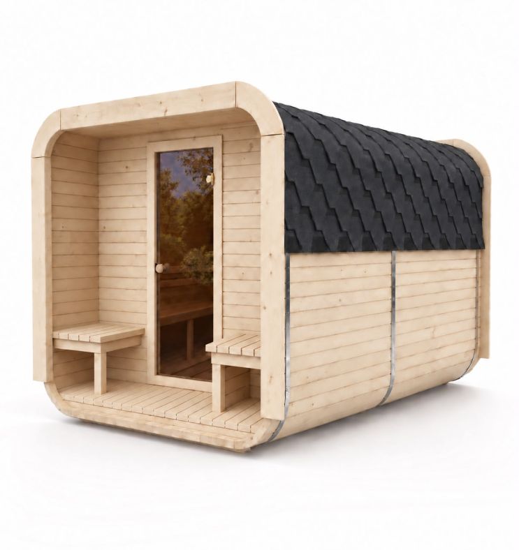 Sauna ogrodowa Quadro 200 × 240 cm z przedsionkiem