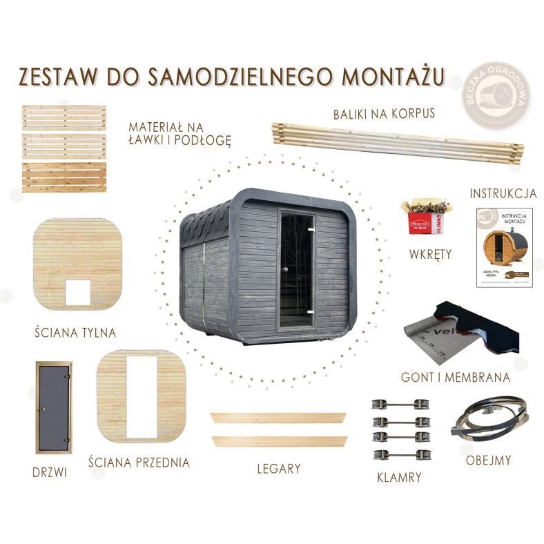 Sauna ogrodowa Quadro 200 × 200 cm