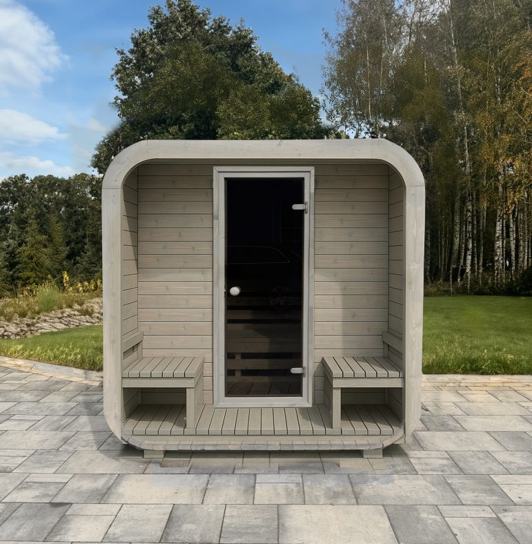 Sauna ogrodowa Quadro 200 × 240 cm z przedsionkiem