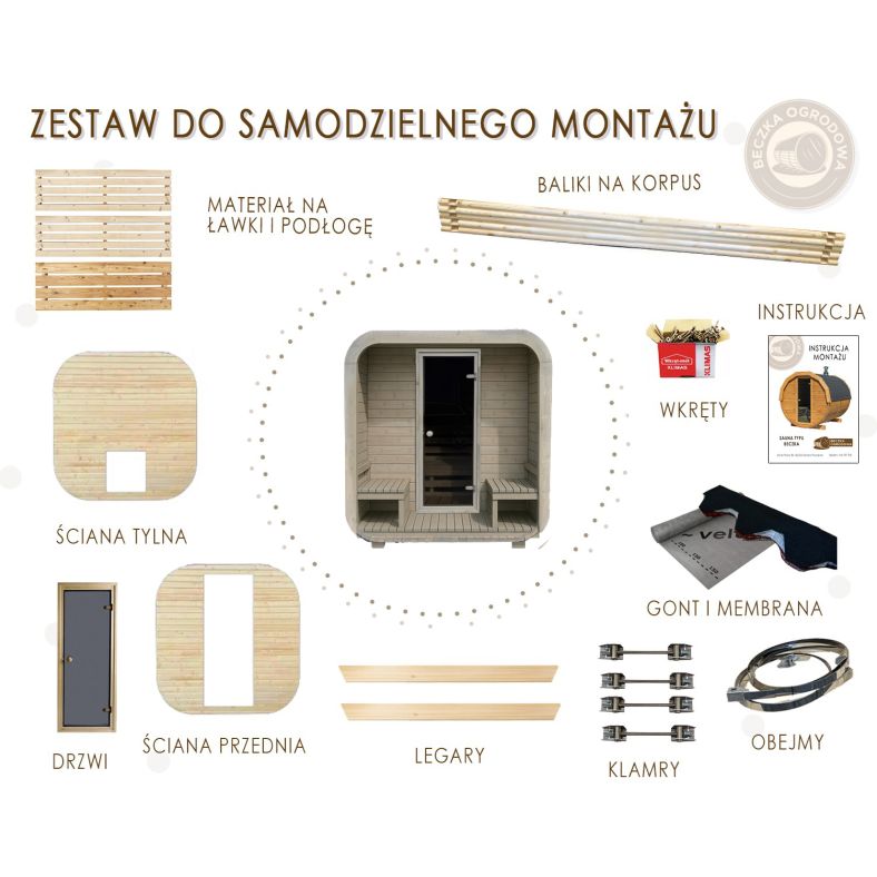 Sauna ogrodowa Quadro 200 × 300 cm z przedsionkiem