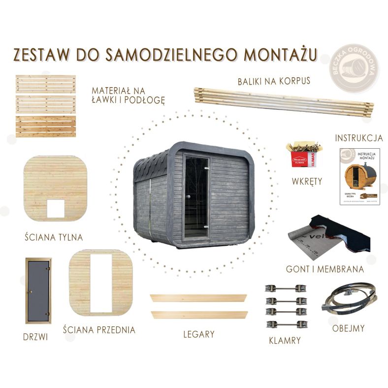 Sauna ogrodowa Quadro Premium 200 × 200 cm