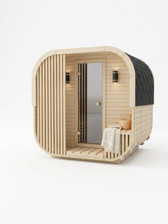 Sauna ogrodowa Quadro Linea 200 × 240 cm z przedsionkiem