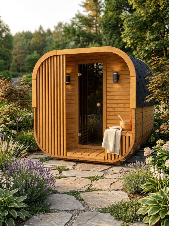 Sauna ogrodowa Quadro Linea 200 × 240 cm z przedsionkiem