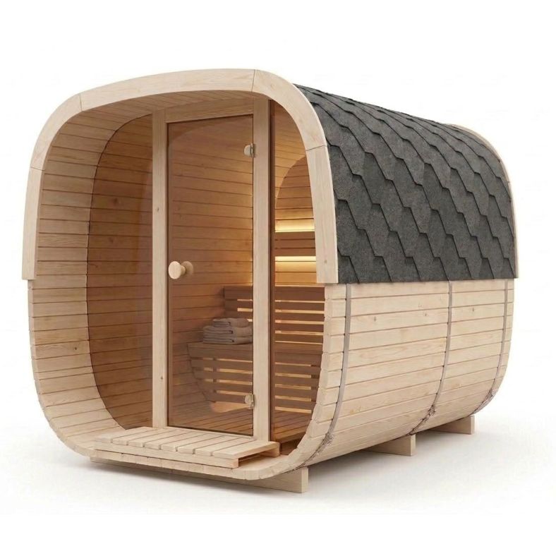 Sauna ogrodowa Quadro Glass Maxi 200 × 240 cm z przedsionkiem
