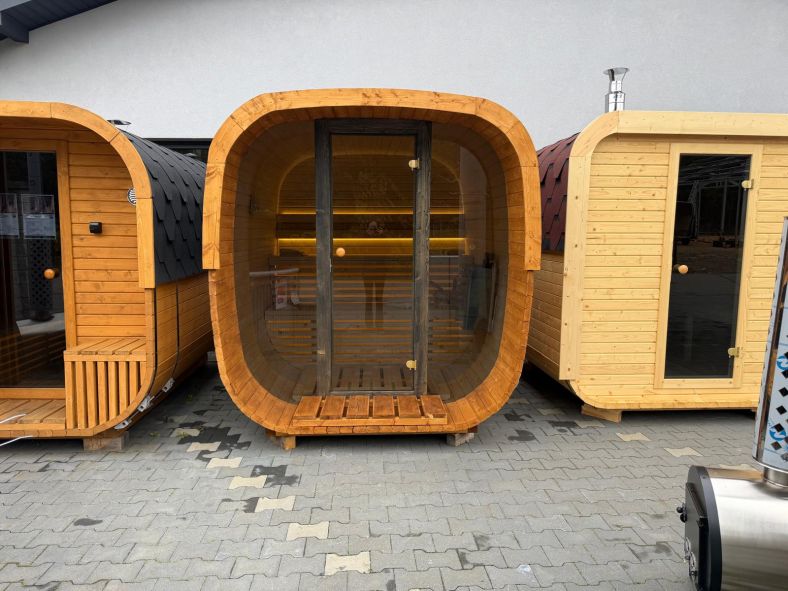 Sauna ogrodowa Quadro Glass Maxi 200 × 240 cm z przedsionkiem