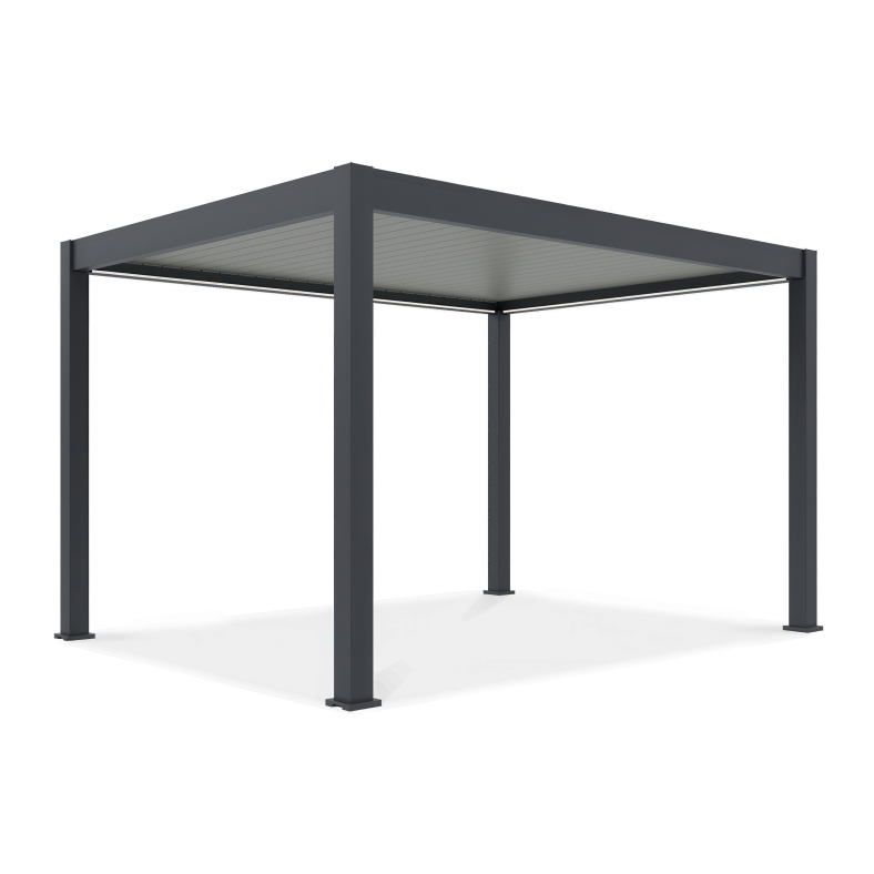 Pergola tarasowa Elite Lux Horizon 311x403 cm Antracyt z jasnymi lamelami