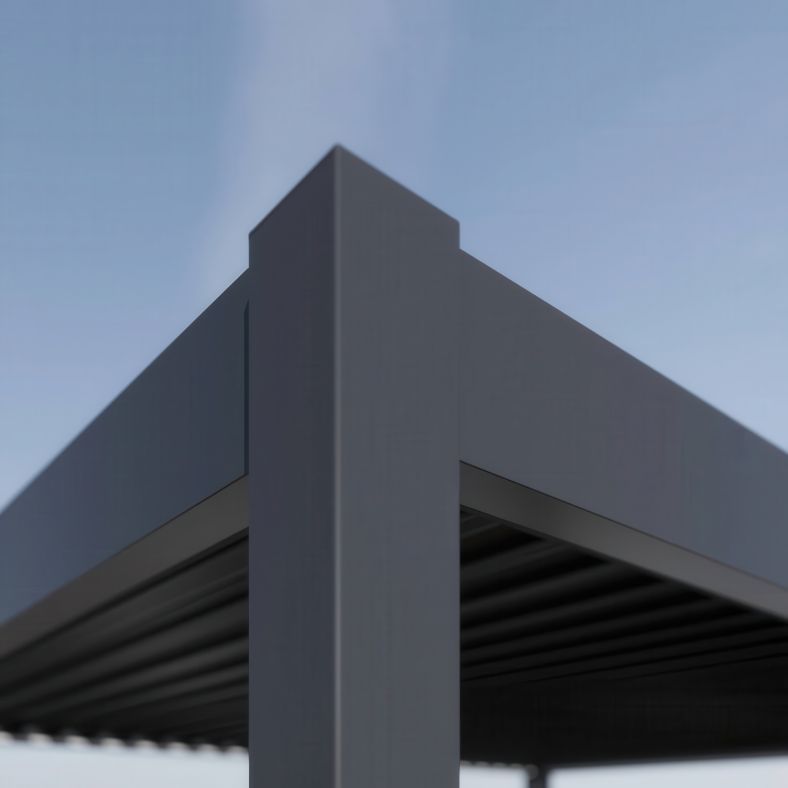 Pergola tarasowa Elite Lux Horizon 311x403 cm Antracyt z jasnymi lamelami