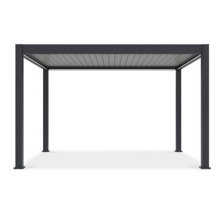 Pergola tarasowa Elite Lux Horizon 311x403 cm Antracyt z jasnymi lamelami