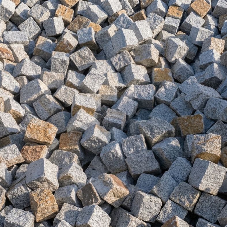 Kostka granitowa szaro-ruda łupana 15/17 cm