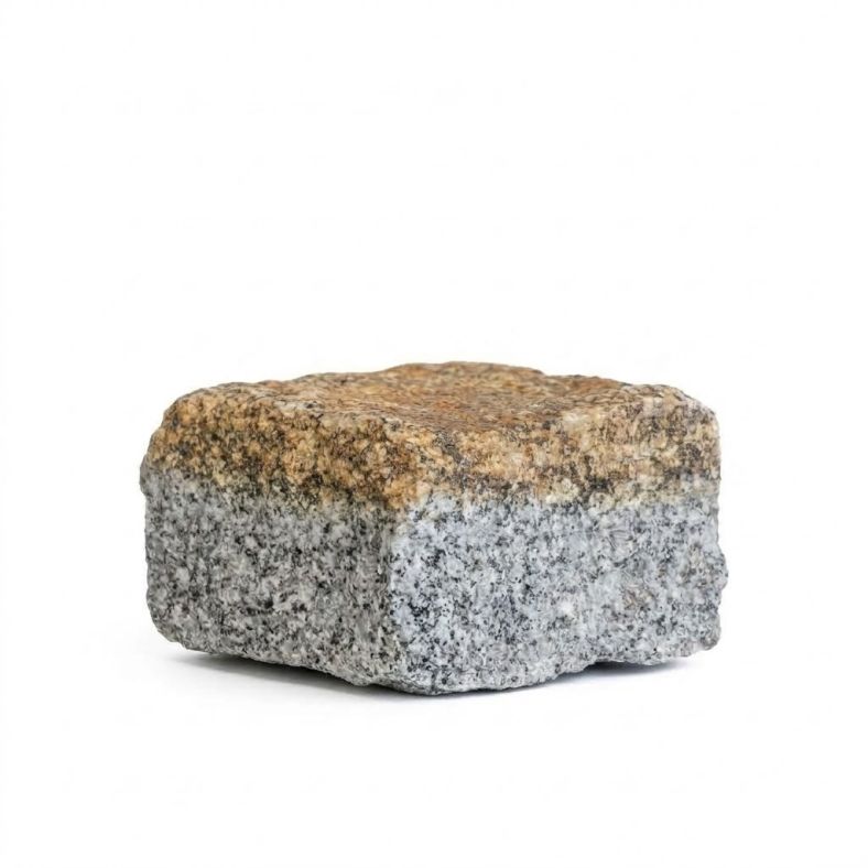 Kostka granitowa szaro-ruda łupana 8/11/5 cm (połówka)
