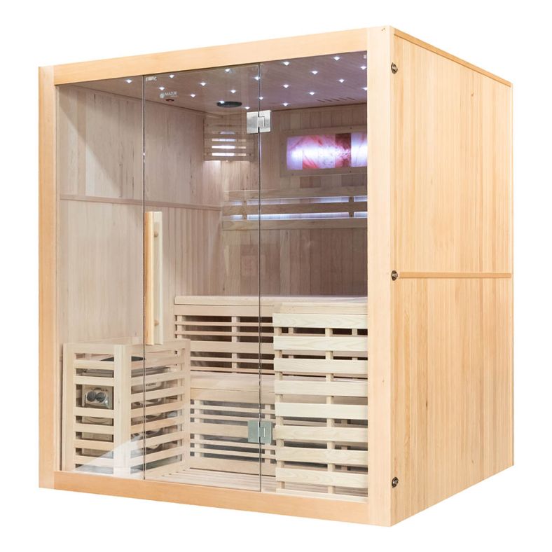 Sauna sucha z piecem EA4-I 4-osobowa z ręcznie wykończonym wnętrzem
