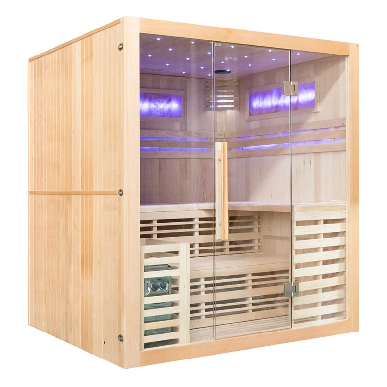 Sauna sucha z piecem EA4-I 4-osobowa z ręcznie wykończonym wnętrzem