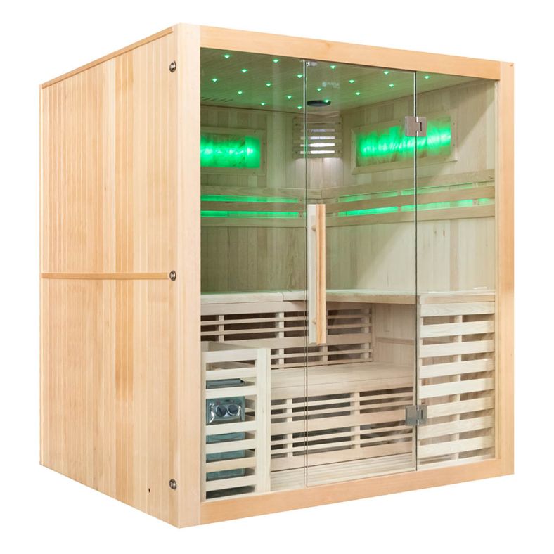 Sauna sucha z piecem EA4-I 4-osobowa z ręcznie wykończonym wnętrzem