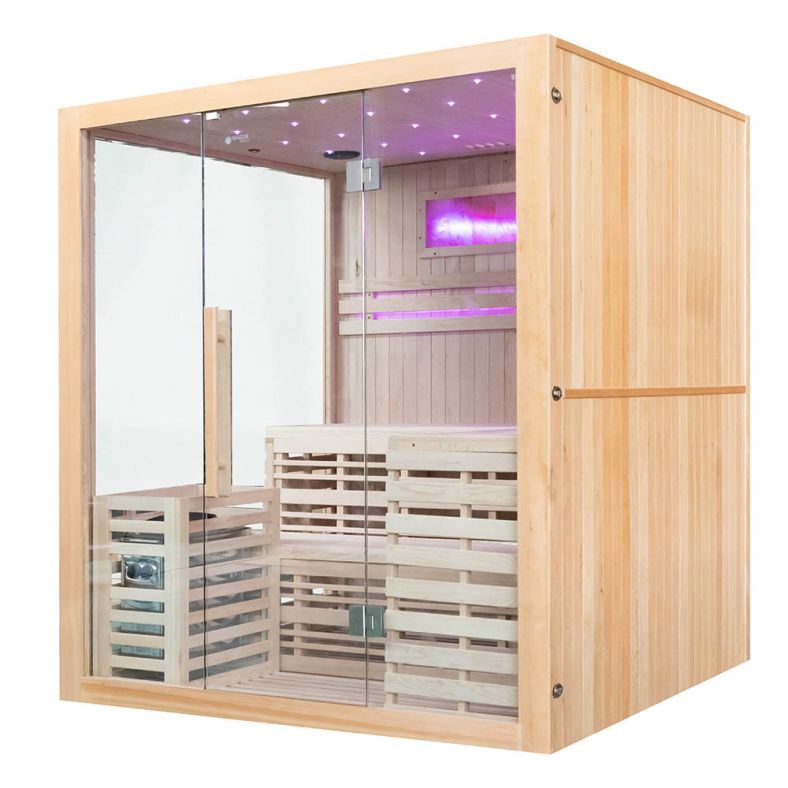 Sauna sucha z piecem EA4-II 4-osobowa z ręcznie wykończonym wnętrzem