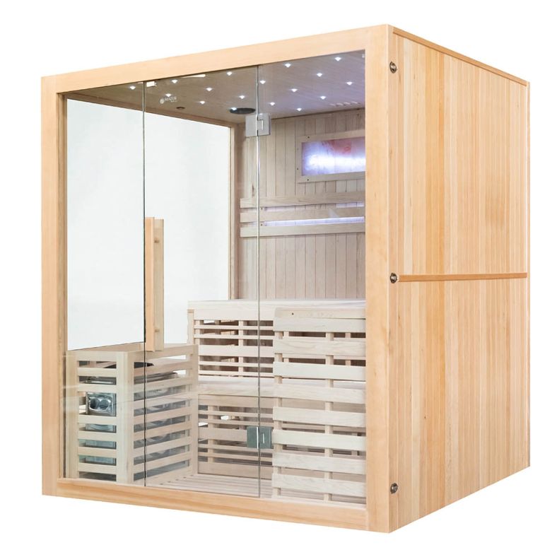 Sauna sucha z piecem EA4-II 4-osobowa z ręcznie wykończonym wnętrzem