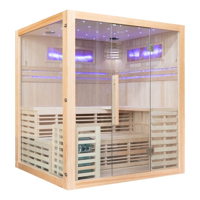 Sauna sucha z piecem EA4-II 4-osobowa z ręcznie wykończonym wnętrzem