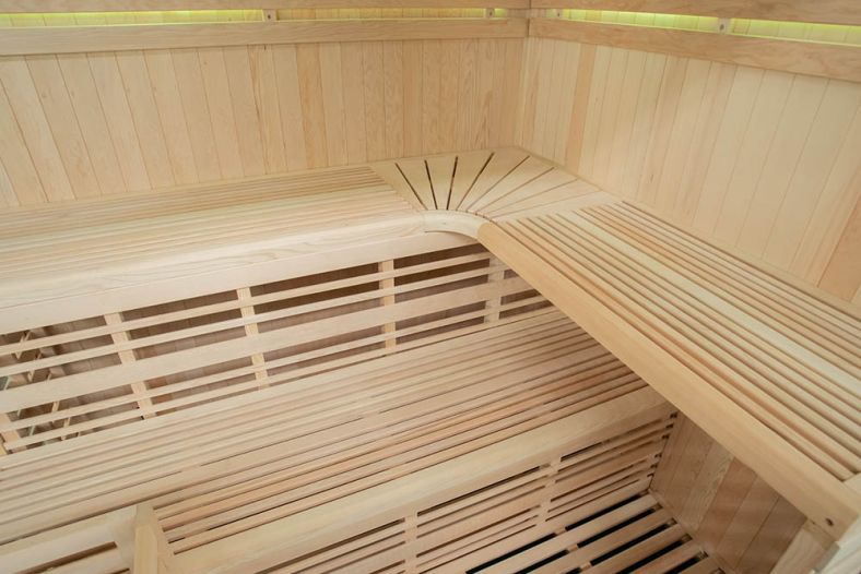 Sauna sucha z piecem EA4-II 4-osobowa z ręcznie wykończonym wnętrzem