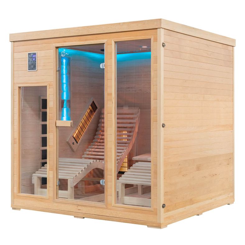 Sauna na podczerwień CP4LS z leżankami i kamieniem solnym 180 × 180 cm