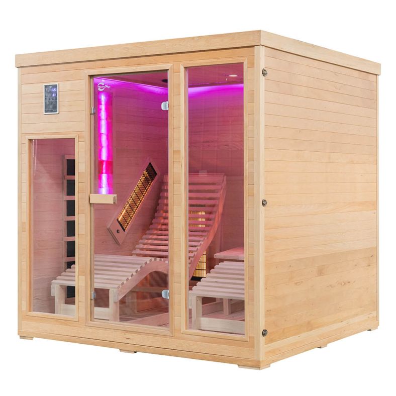 Sauna na podczerwień CP4LS z leżankami i kamieniem solnym 180 × 180 cm