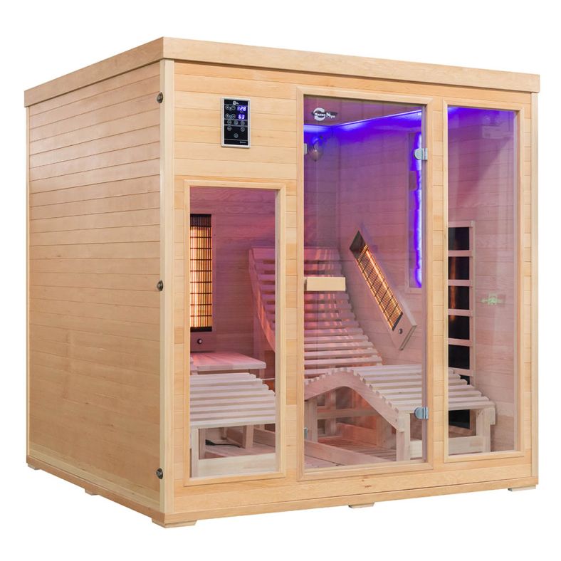 Sauna na podczerwień CP4LS z leżankami i kamieniem solnym 180 × 180 cm