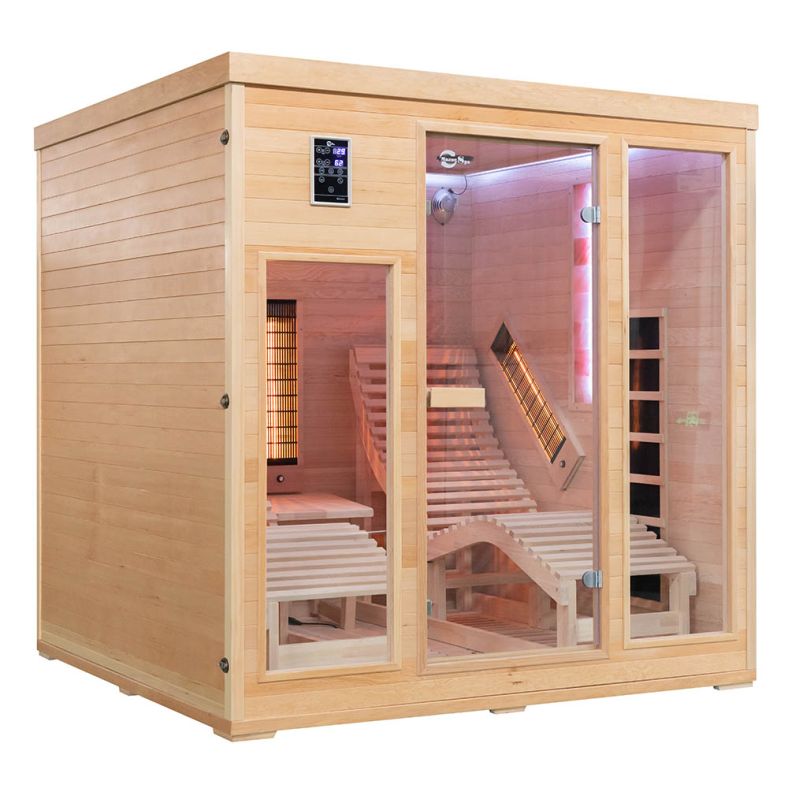 Sauna na podczerwień CP4LS z leżankami i kamieniem solnym 180 × 180 cm