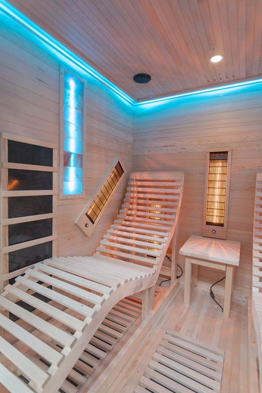 Sauna na podczerwień CP4LS z leżankami i kamieniem solnym 180 × 180 cm