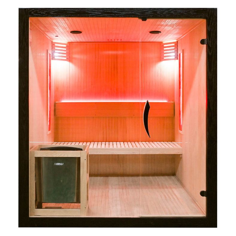 Sauna sucha z piecem EA4S LUX czarna 180 × 180 cm