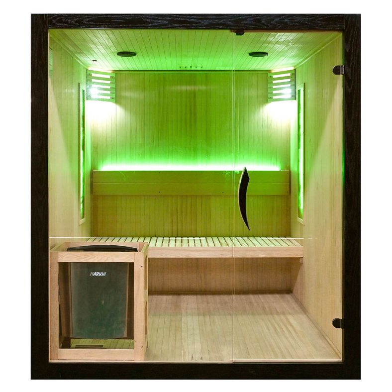 Sauna sucha z piecem EA4S LUX czarna 180 × 180 cm