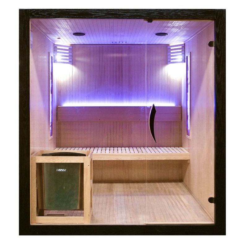 Sauna sucha z piecem EA4S LUX czarna 180 × 180 cm