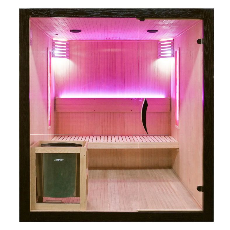 Sauna sucha z piecem EA4S LUX czarna 180 × 180 cm