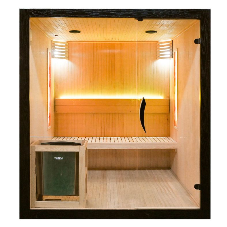 Sauna sucha z piecem EA4S LUX czarna 180 × 180 cm