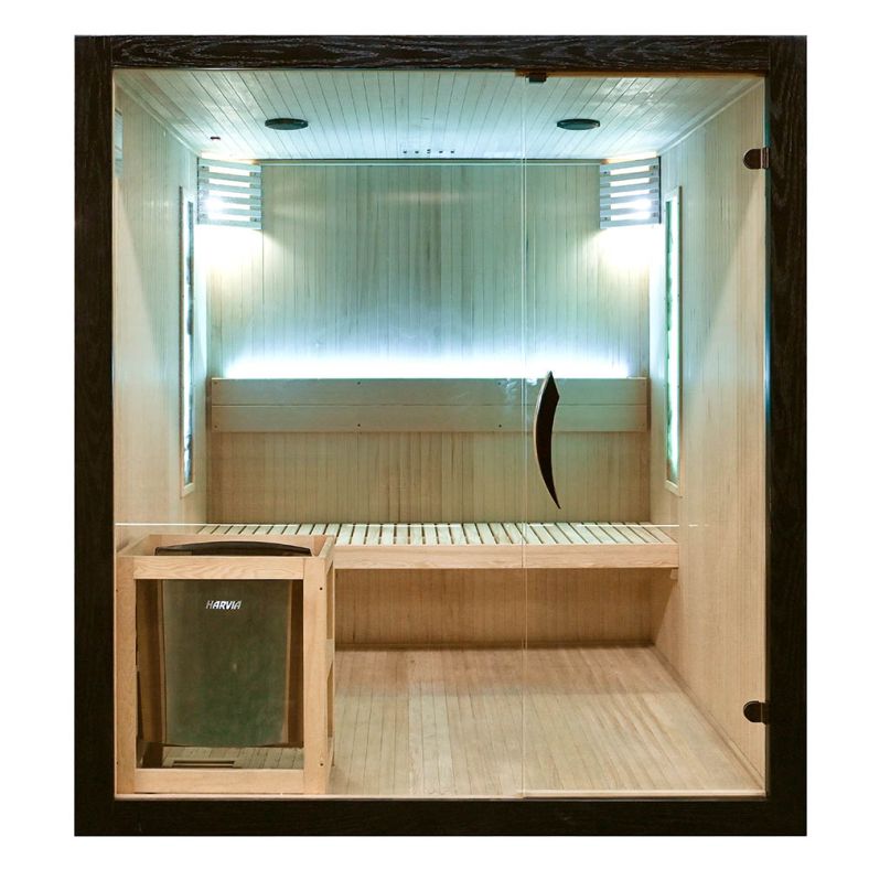 Sauna sucha z piecem EA4S LUX czarna 180 × 180 cm