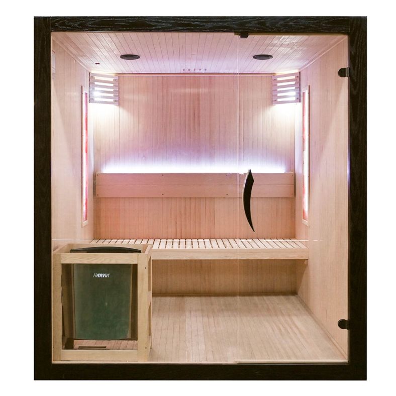 Sauna sucha z piecem EA4S LUX czarna 180 × 180 cm