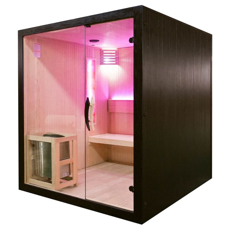 Sauna sucha z piecem EA4S LUX czarna 180 × 180 cm