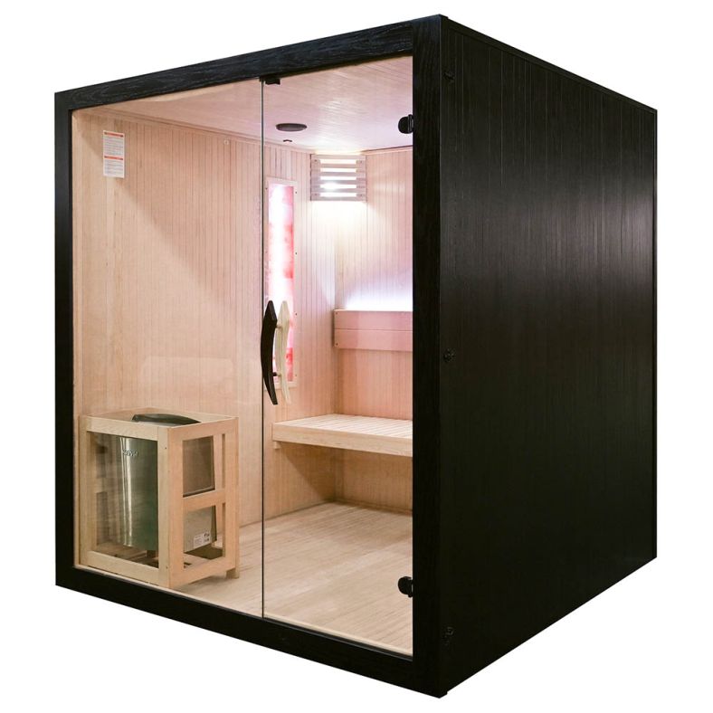 Sauna sucha z piecem EA4S LUX czarna 180 × 180 cm