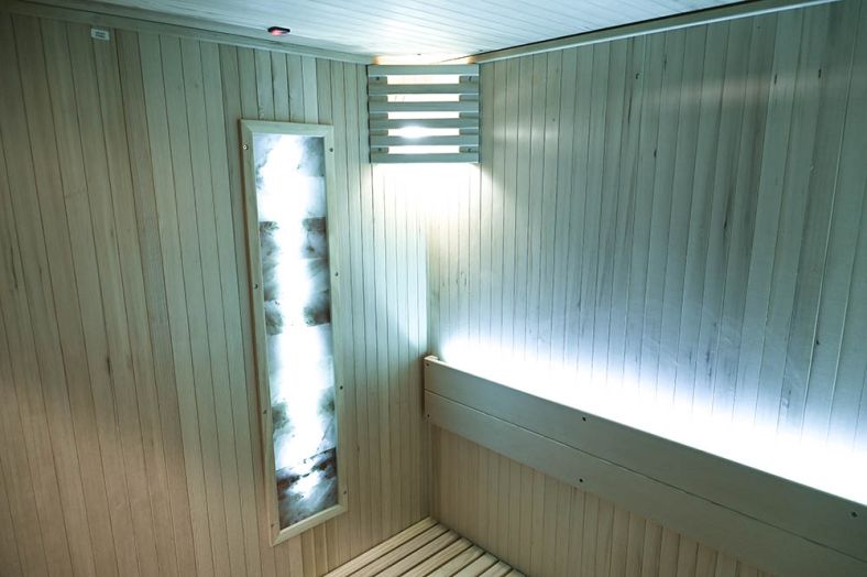 Sauna sucha z piecem EA4S LUX czarna 180 × 180 cm
