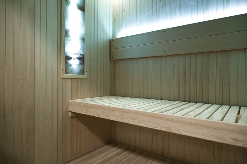 Sauna sucha z piecem EA4S LUX czarna 180 × 180 cm