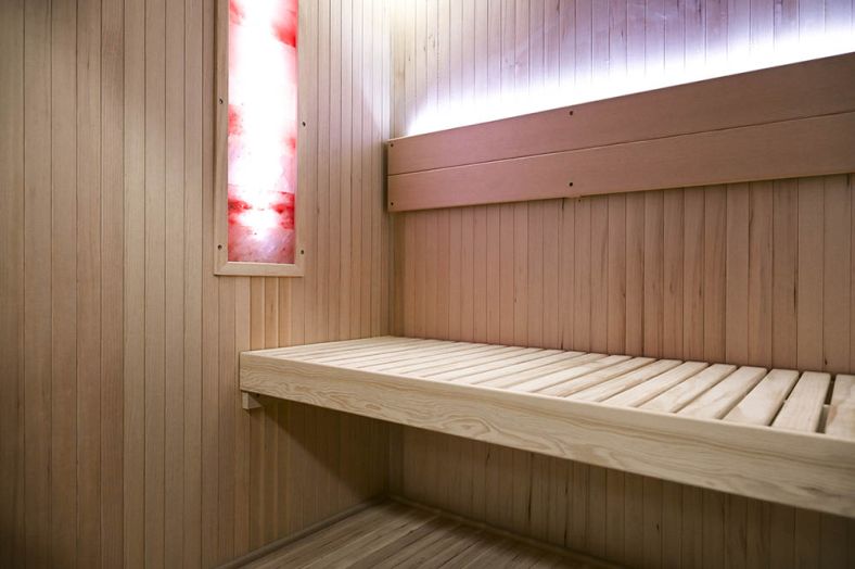 Sauna sucha z piecem EA4S LUX czarna 180 × 180 cm