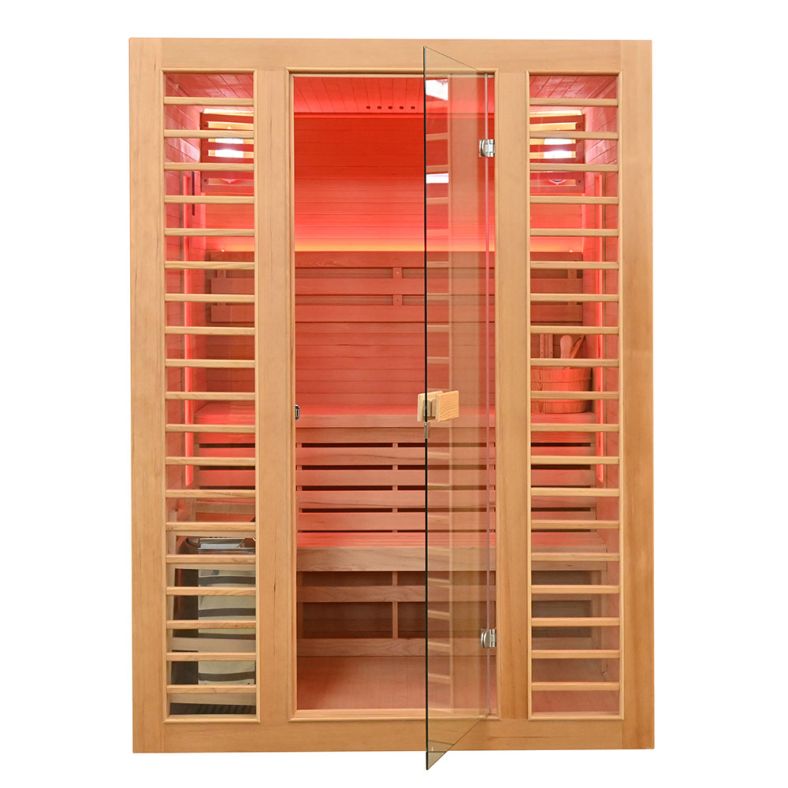 Sauna sucha z piecem EL3S XL 3-osobowa 150 × 150 cm hemlock
